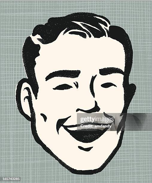 illustrazioni stock, clip art, cartoni animati e icone di tendenza di vintage sorriso - smile