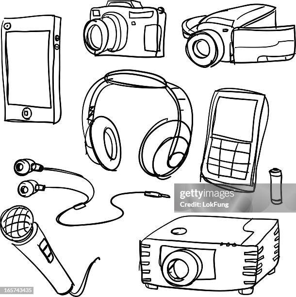 stockillustraties, clipart, cartoons en iconen met electric appliance collection - videocamera