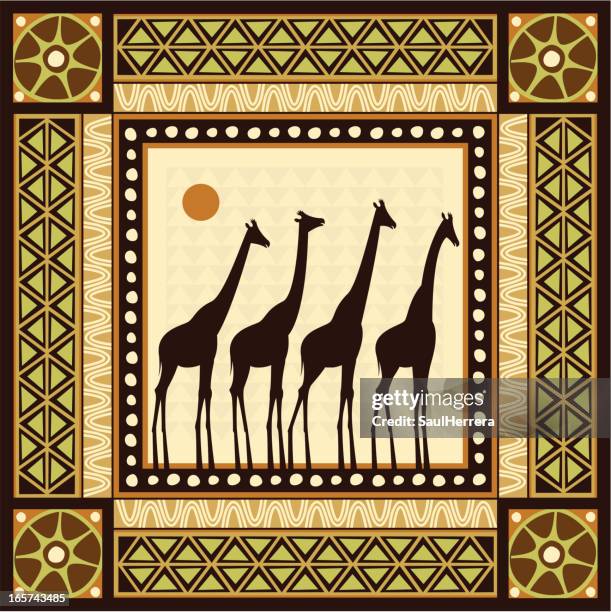 ilustrações de stock, clip art, desenhos animados e ícones de moldura cena - cultura tribal africana