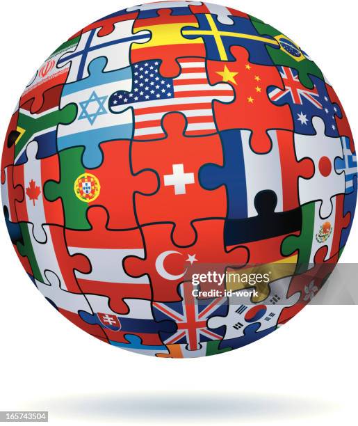 global jigsaw with flags - german flag wallpaper stock illustrations