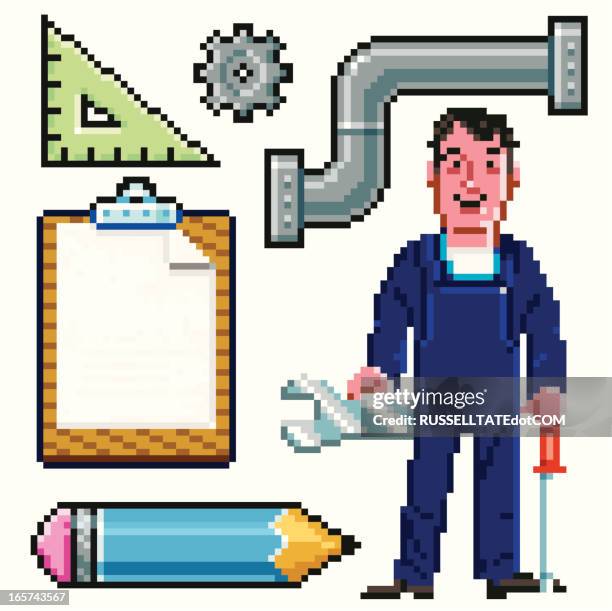 pixel-pläne - designberuf stock-grafiken, -clipart, -cartoons und -symbole