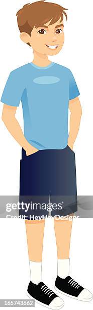 young boy - boy hands in pockets stock illustrations