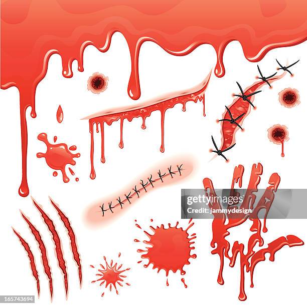 ilustraciones, imágenes clip art, dibujos animados e iconos de stock de bloody gashes y slashes de - suture