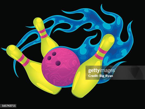 bildbanksillustrationer, clip art samt tecknat material och ikoner med neon cosmic bowl - bowlingklot