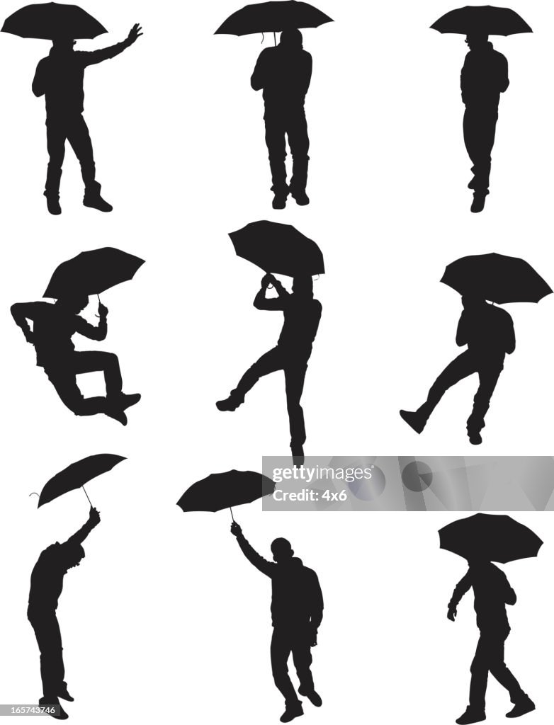Happy-go lucky homem com um guarda-chuva