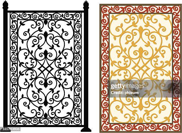 verzierte vine und blätter-design - leaf pattern stock-grafiken, -clipart, -cartoons und -symbole