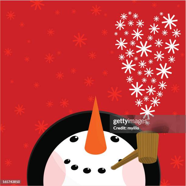 schneemann in liebe. - schneemann stock-grafiken, -clipart, -cartoons und -symbole