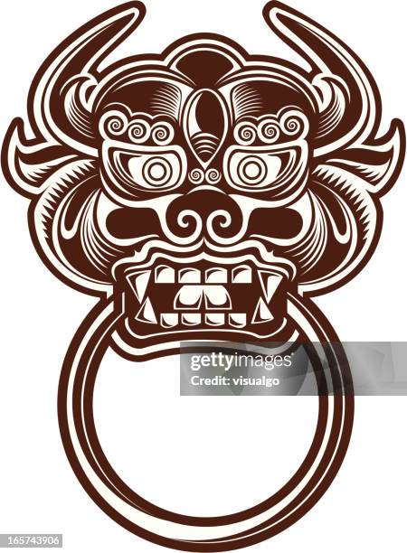 lion knocker - door knocker stock illustrations