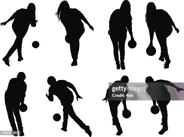 people bowling - ten pin bowling stock illustrations
