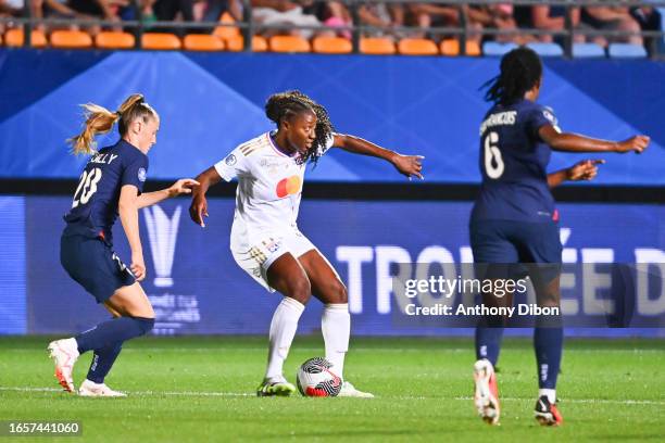 Kadidiatou DIANI of Lyon during the Women's Champions Trophy match between Lyon and Paris Saint Germain at Stade de l'Aube on September 10, 2023 in...