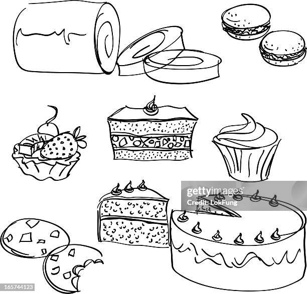 cakes collection - macaroon stock illustrations