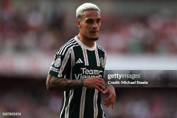 Antony of Manchester United during the Premier League match between Arsenal FC and Manchester United at Emirates Stadium on September 03, 2023 in...