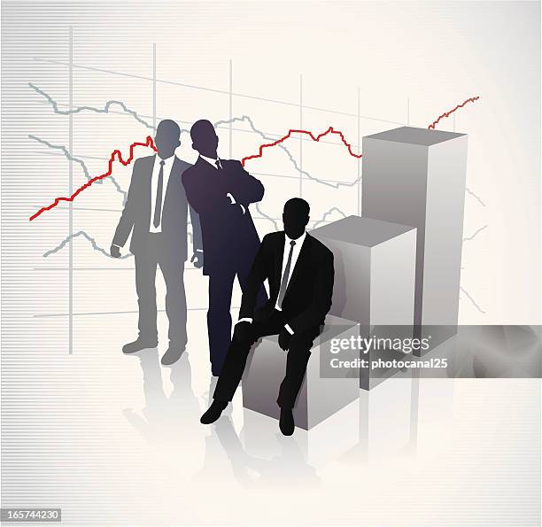 business team - surrounded by data stock illustrations