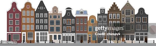 stockillustraties, clipart, cartoons en iconen met canal houses in amsterdam - amsterdam canals