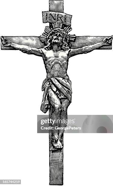 ilustraciones, imágenes clip art, dibujos animados e iconos de stock de jesús crucifixion - religious cross