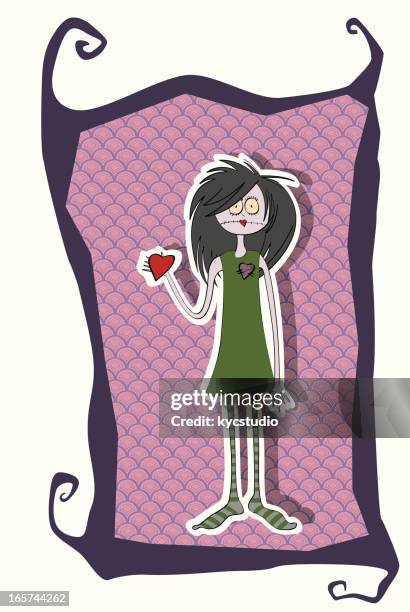 heartbroken emo girl - colorful socks stock illustrations