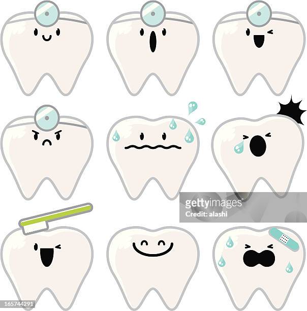 icon ( emoticons ) - tooth character - word of mouth stock illustrations