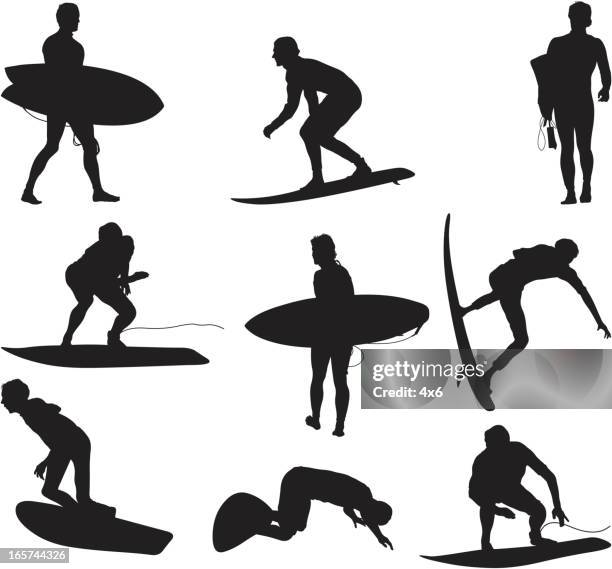 stockillustraties, clipart, cartoons en iconen met hardcore surfer male - watersport