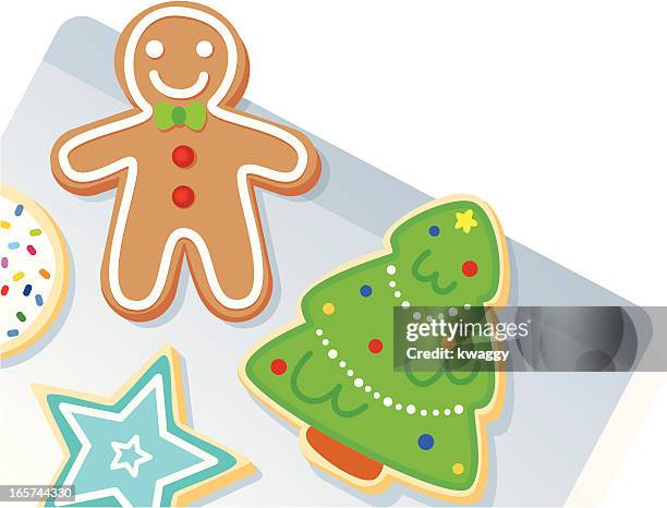 bildbanksillustrationer, clip art samt tecknat material och ikoner med christmas cookie sheet - tree log