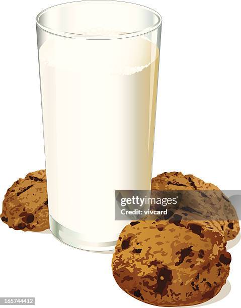 milk and cookies - baking chocolate chip cookies stock illustrations