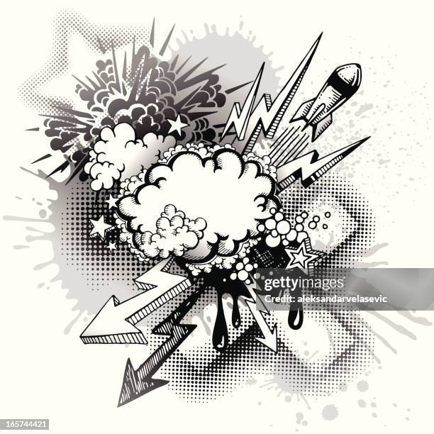 graffiti explosion - rocket smoke stock illustrations