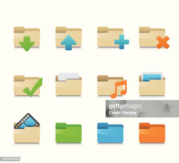 maco icon set | folders - delete files stock illustrations