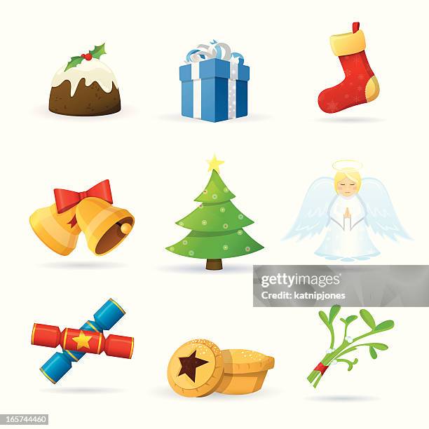 christmas icon set - christmas crackers stock illustrations