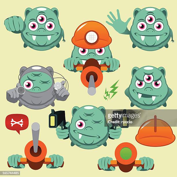 alien demolition squad - view from above - artillery vector stock illustrations