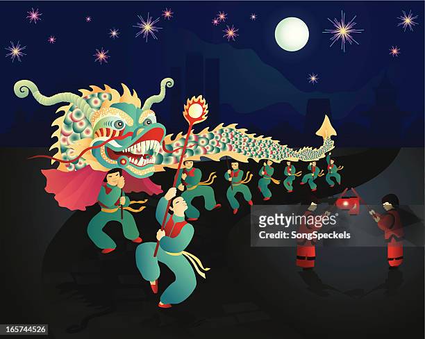 illustrazioni stock, clip art, cartoni animati e icone di tendenza di celebrazione del capodanno cinese - festival delle lanterne cinesi