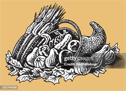 Cornucopia - Fruit and Vegetables with Leaves Cornucopia - Fruit and Vegetables with Leaves