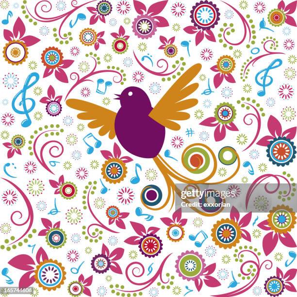 songbird - quarter note stock illustrations