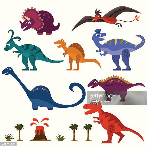 dinosaur set - cretaceous stock illustrations