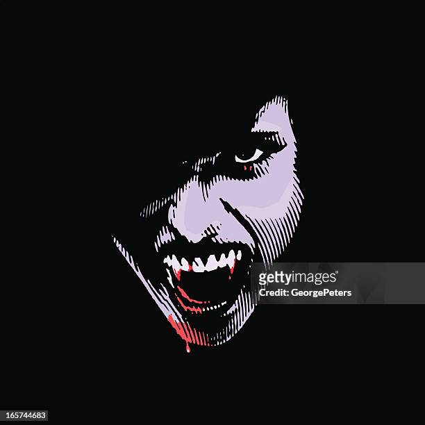 vampire with bloody fangs - fang stock illustrations