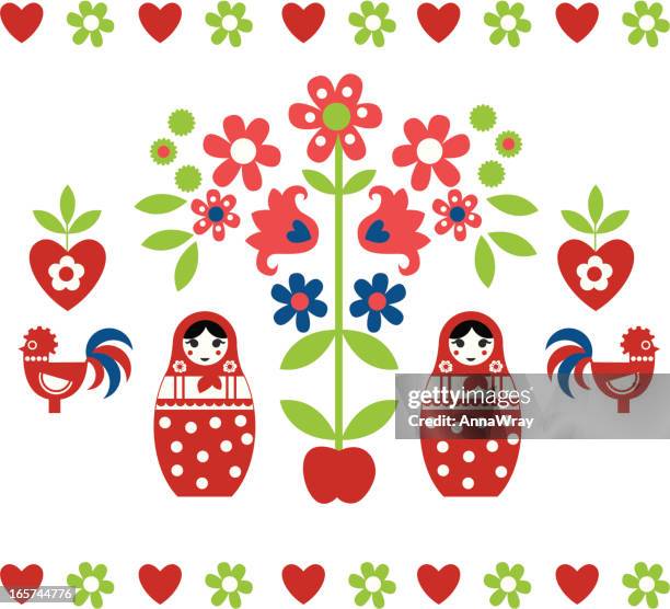 russian doll pattern - nesting doll stock illustrations