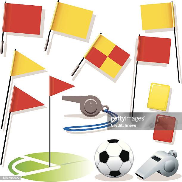 football flags whistles ball - soccer flags stock illustrations