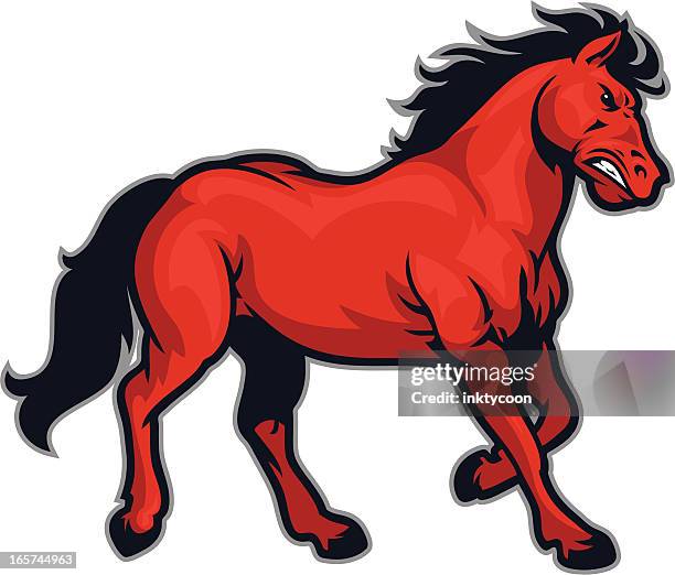 mustang stance mascot - stallion stock illustrations