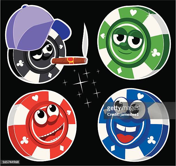 poker chip characters - gambling chip stock illustrations