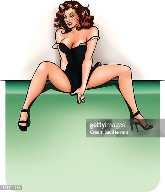 pin-up mit textfreiraum - pin up girls stock-grafiken, -clipart, -cartoons und -symbole