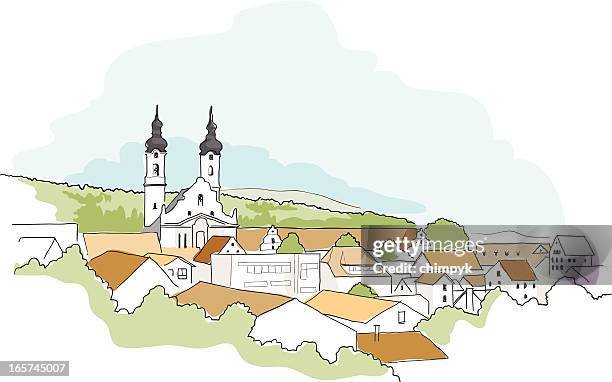 bavaria sketch - steeple stock illustrations