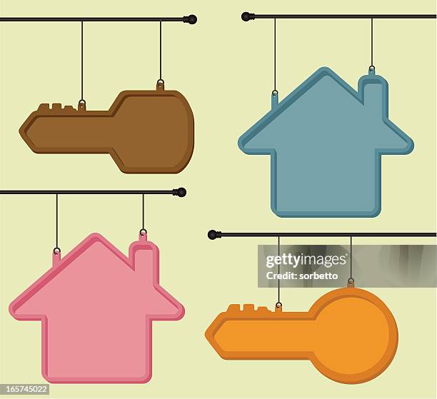 Hanging Rent Signs Hanging Real Estate Sign High Res Illustrations - Getty Images
