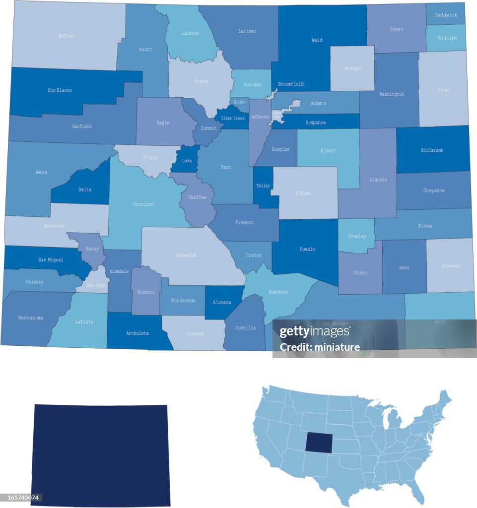Colorado state & counties Karte