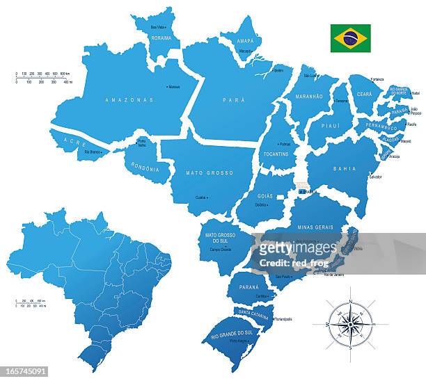 brazil, states - rio de janeiro map stock illustrations