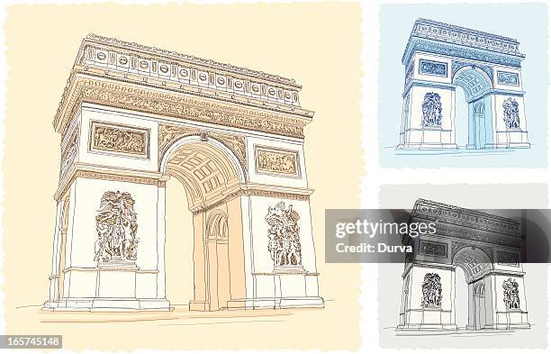 illustrations, cliparts, dessins animés et icônes de arc de triomphe - paris-monuments