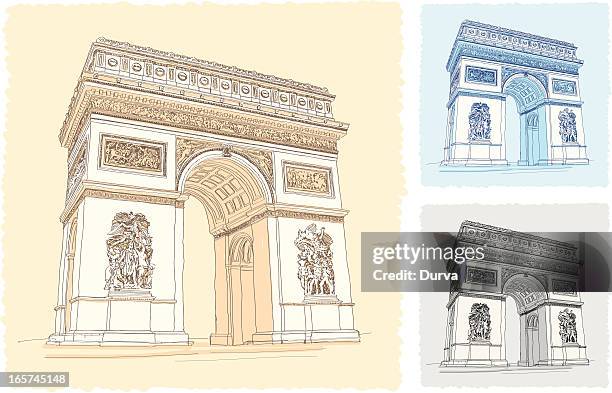 ilustrações de stock, clip art, desenhos animados e ícones de arco do triunfo - arco do triunfo paris