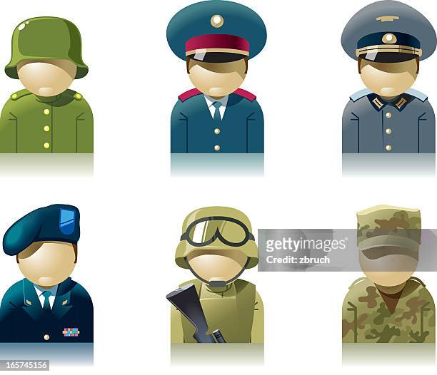 icon set of military professions - army icon stock illustrations