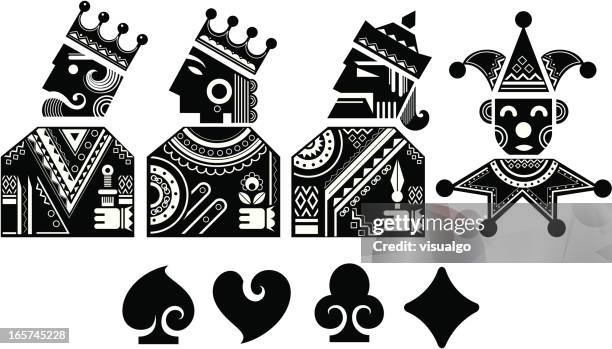 figurenkarte zeichen. - spielkarte könig stock-grafiken, -clipart, -cartoons und -symbole