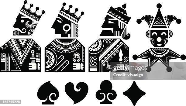 stockillustraties, clipart, cartoons en iconen met face card characters - koning