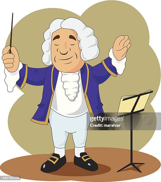 conductor cartoon - classical music composer stock illustrations