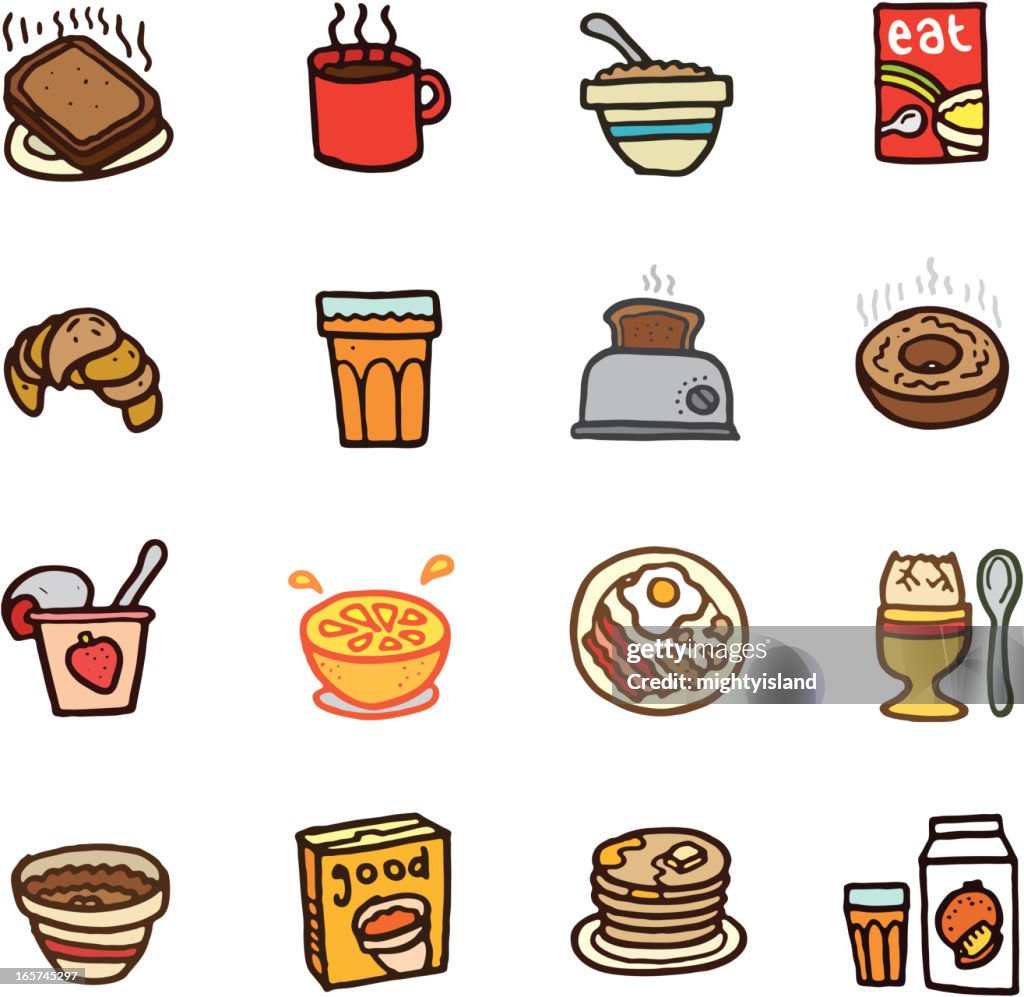 Hand drawn breakfast icons