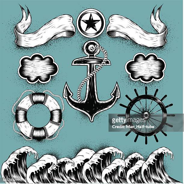 ilustraciones, imágenes clip art, dibujos animados e iconos de stock de tatuajes al mar - harbor